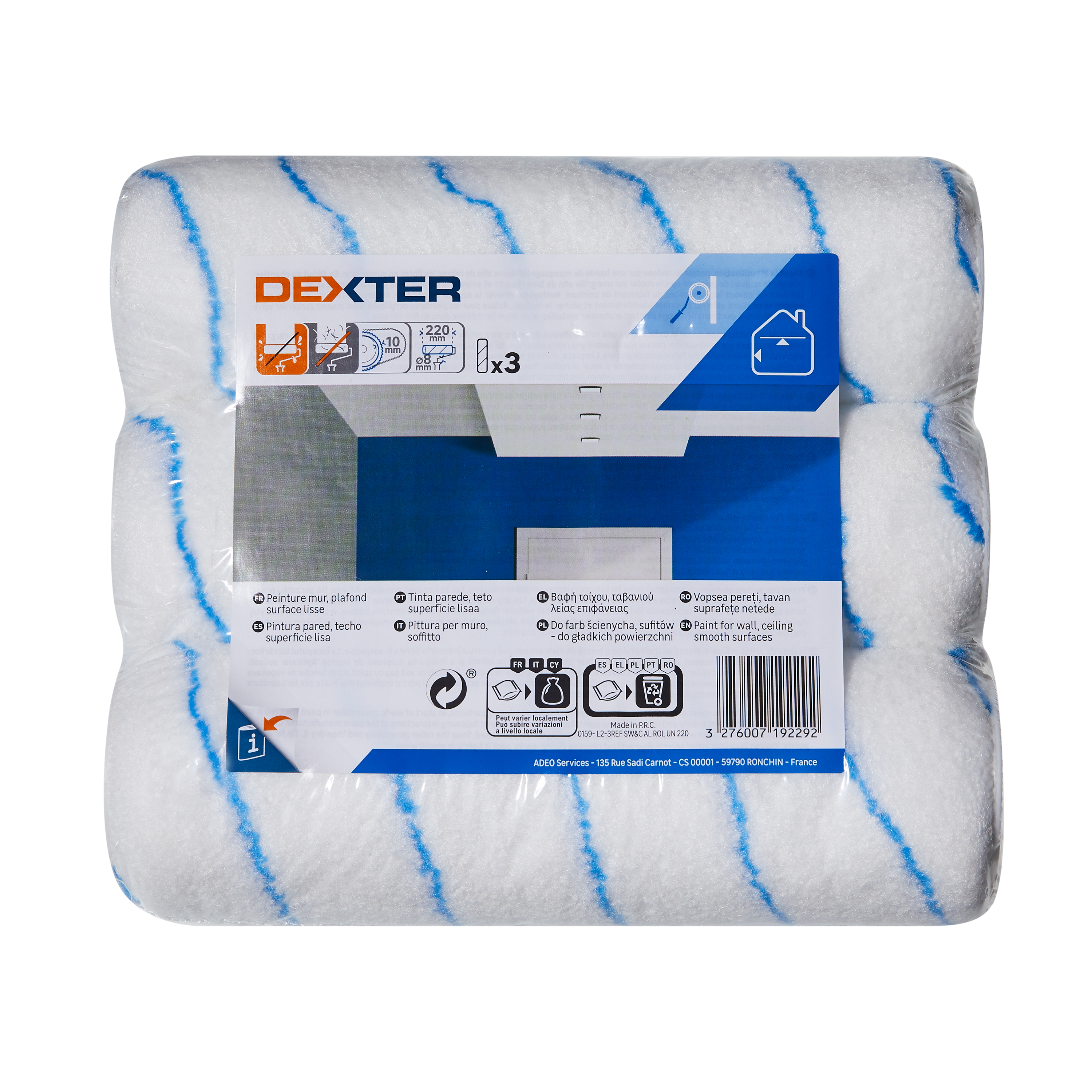 Lot de 3 recharges pour peindre une surface lisse l.220 mm DEXTER - 3