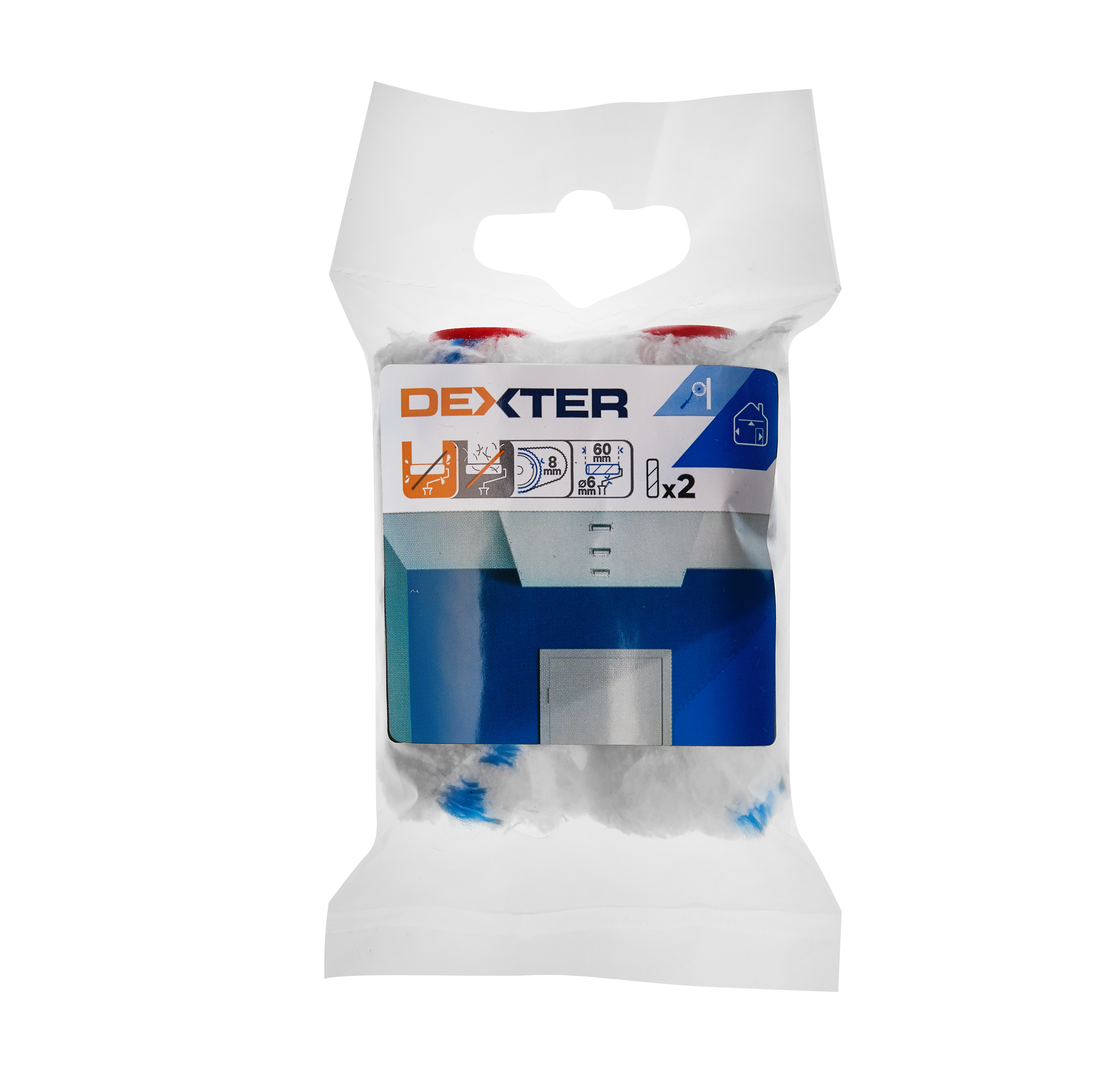 Lot de 2 mini manchons peinture pour mur lisse, DEXTER, l.60 mm - 3