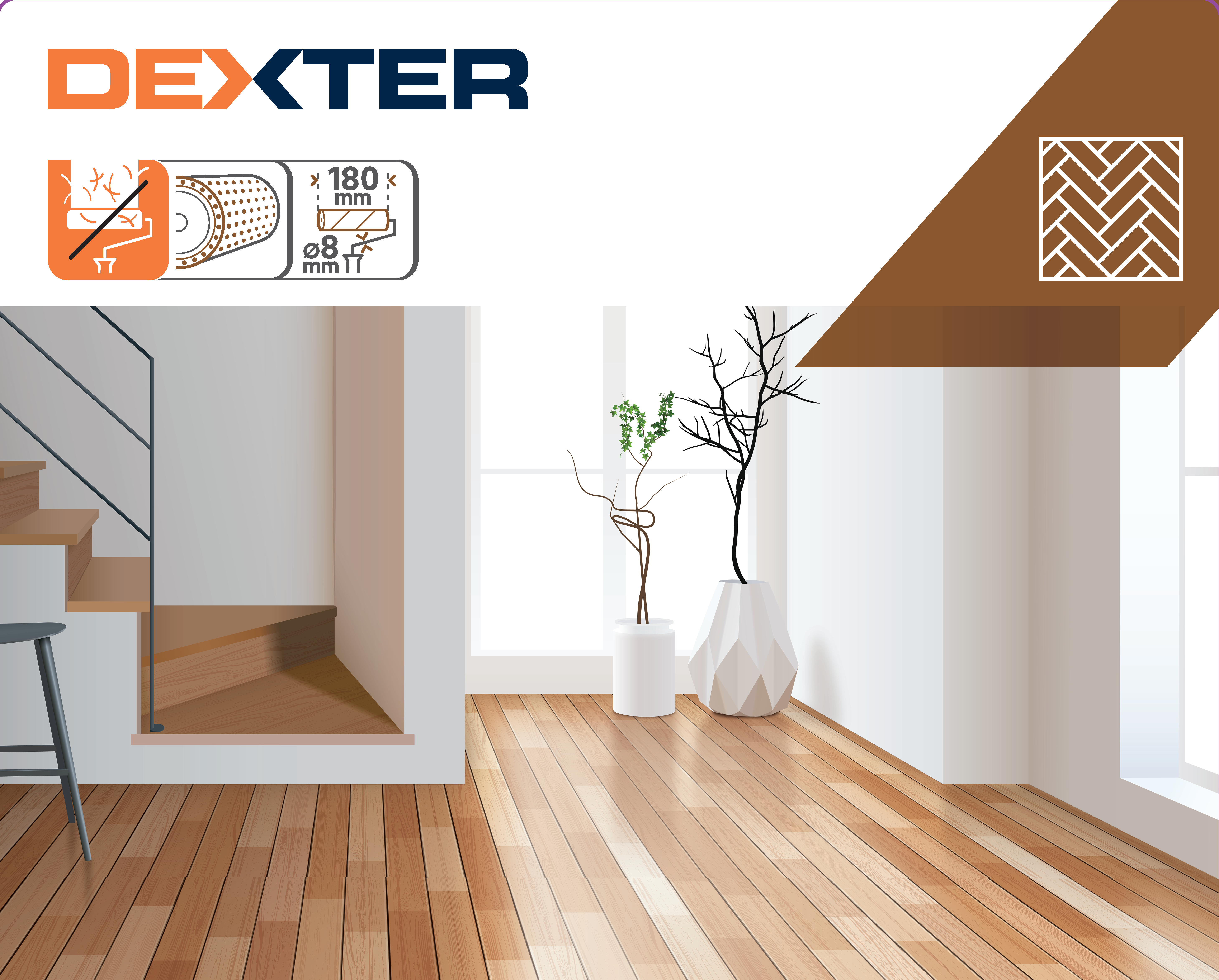 Recharge de rouleau à peinture pour vitrifier un sol l.180 mm DEXTER - 5