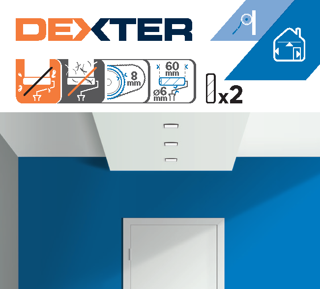 Lot de 2 mini manchons peinture pour mur lisse, DEXTER, l.60 mm - 4