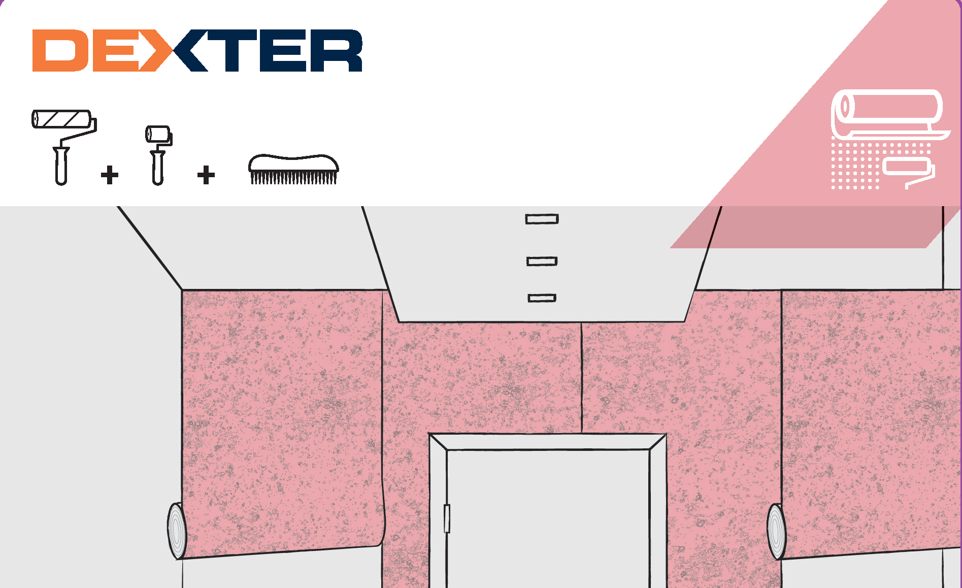 Kit para empapelar compuesto de 1 cortador + rodillo para juntas + cepillo para pegar + cepillo para alisar DEXTER - 3