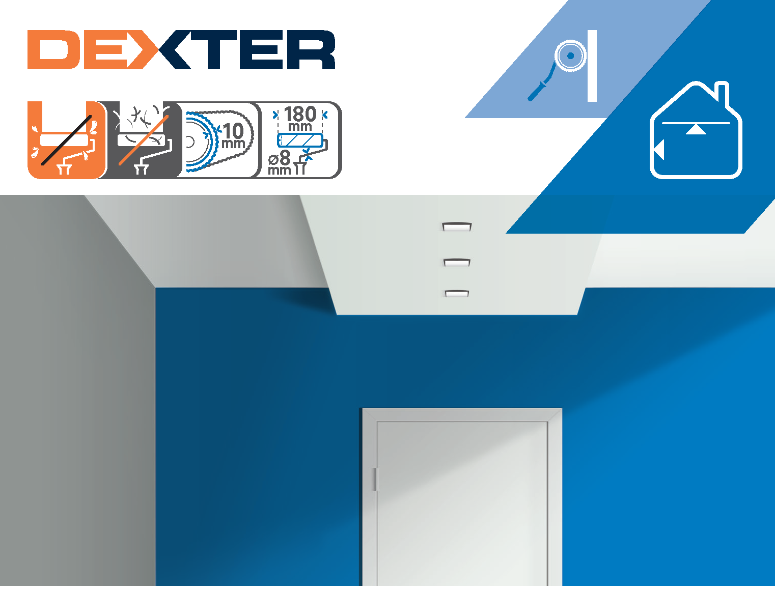 Recharge toute peinture pour mur lisse et plafond, DEXTER, l.180 mm - 4