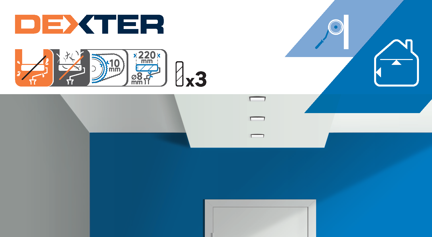 Lot de 3 recharges pour peindre une surface lisse l.220 mm DEXTER - 5
