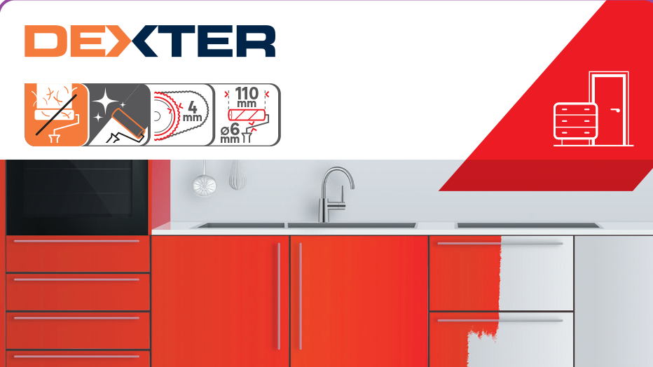 Minirouleau laque pour multisupport (bois, fer, métaux, pvc), DEXTER, l.110 mm - 5