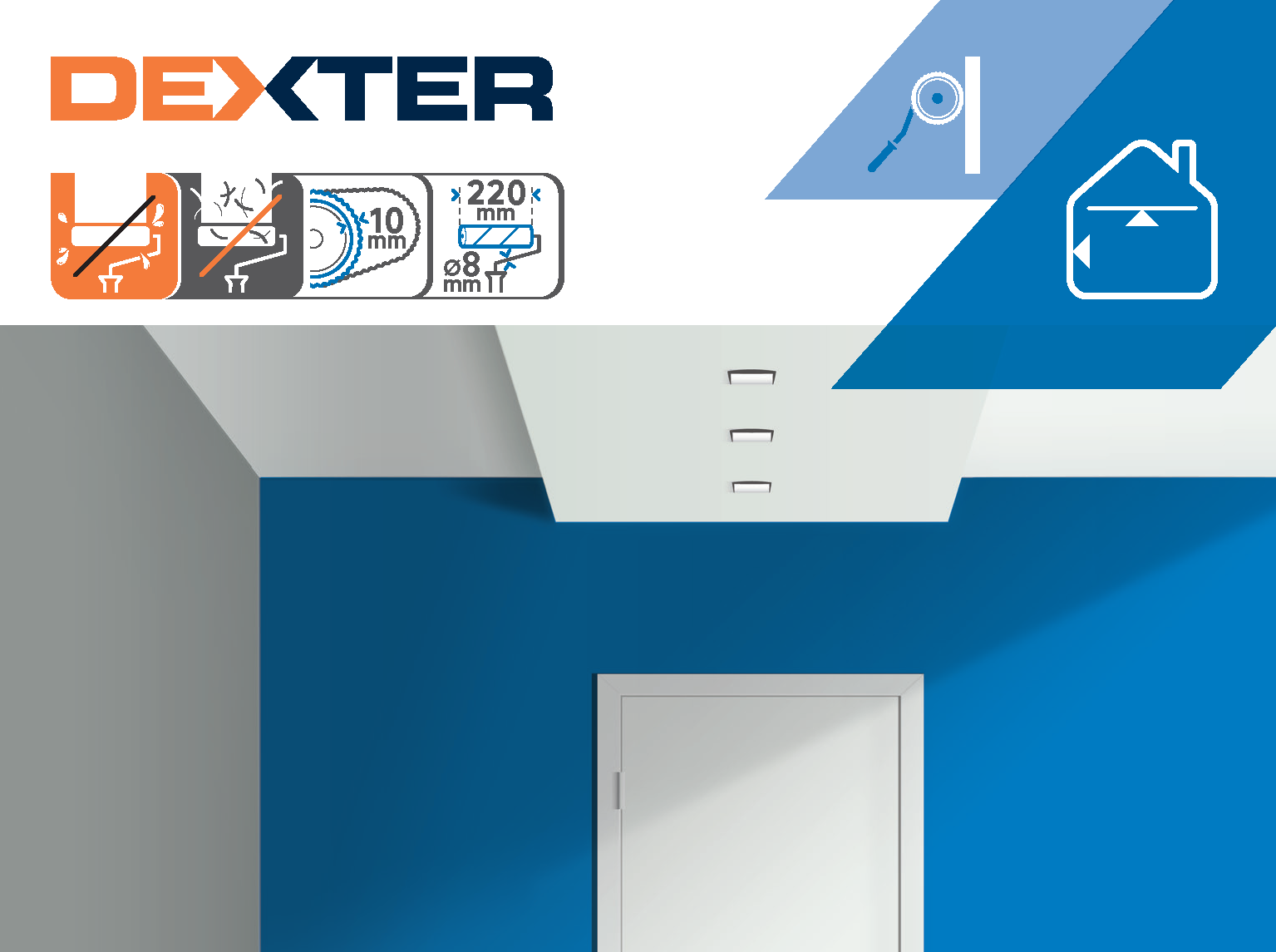 Recarga de rolo parede e teto liso 22 cm Dexter - 3