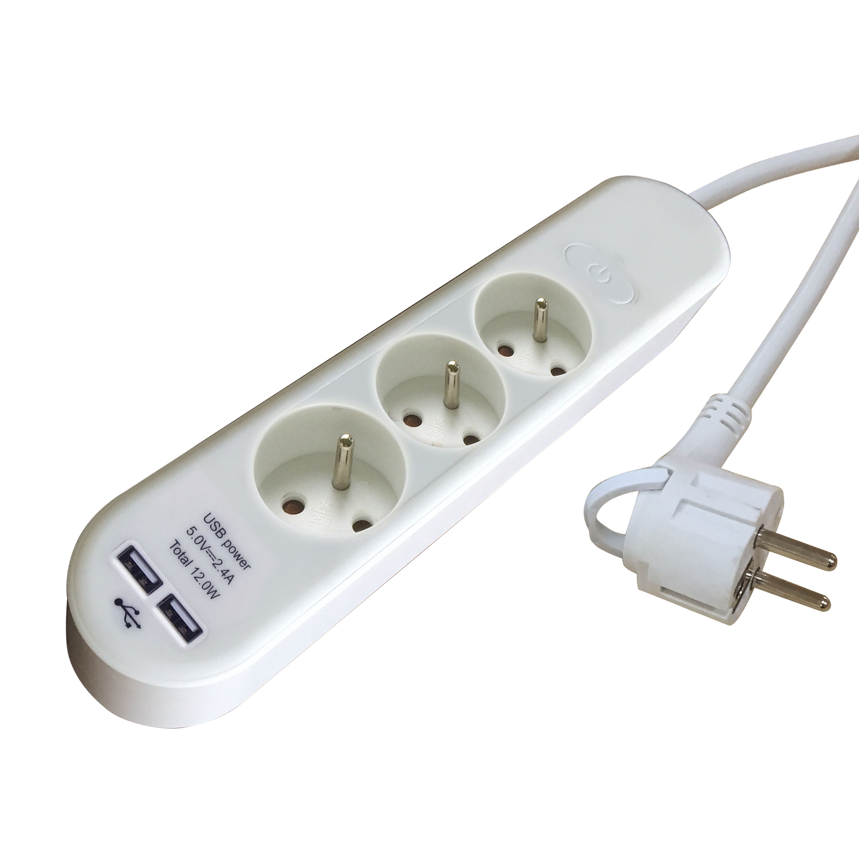 Przedłużacz z 3 gniazdami z uziemieniem i wyłącznikiem 2xUSB 1.5 m biały domowy LEXMAN - 2