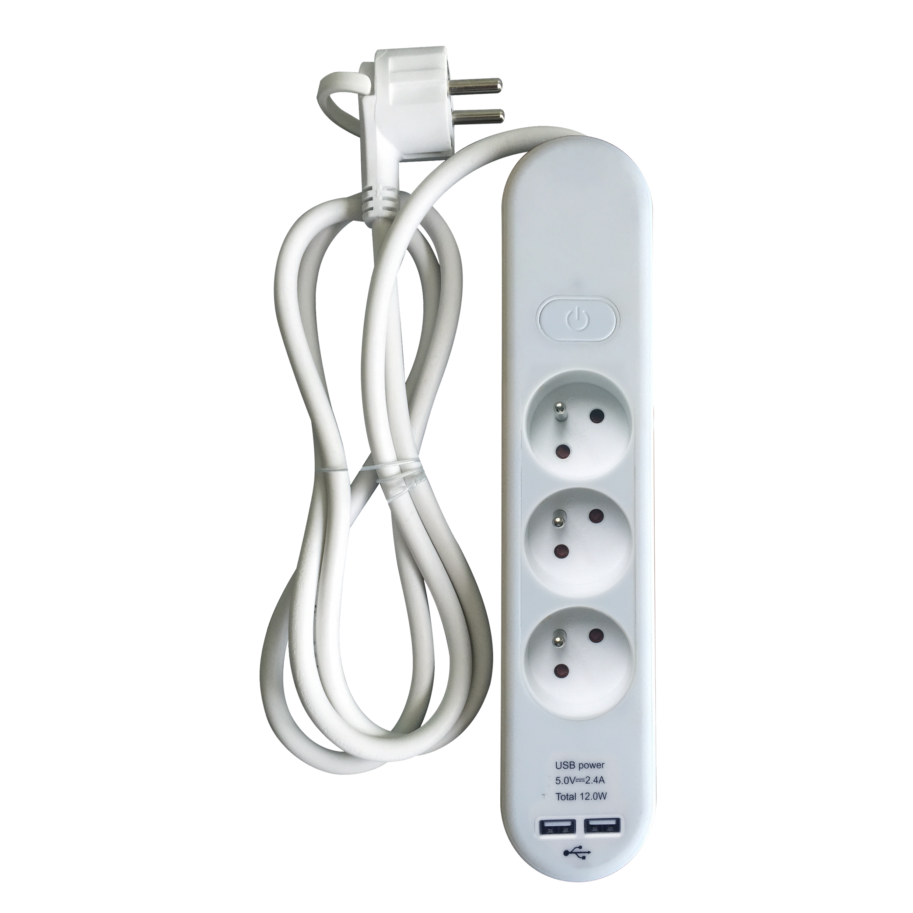Przedłużacz z 3 gniazdami z uziemieniem i wyłącznikiem 2xUSB 1.5 m biały domowy LEXMAN