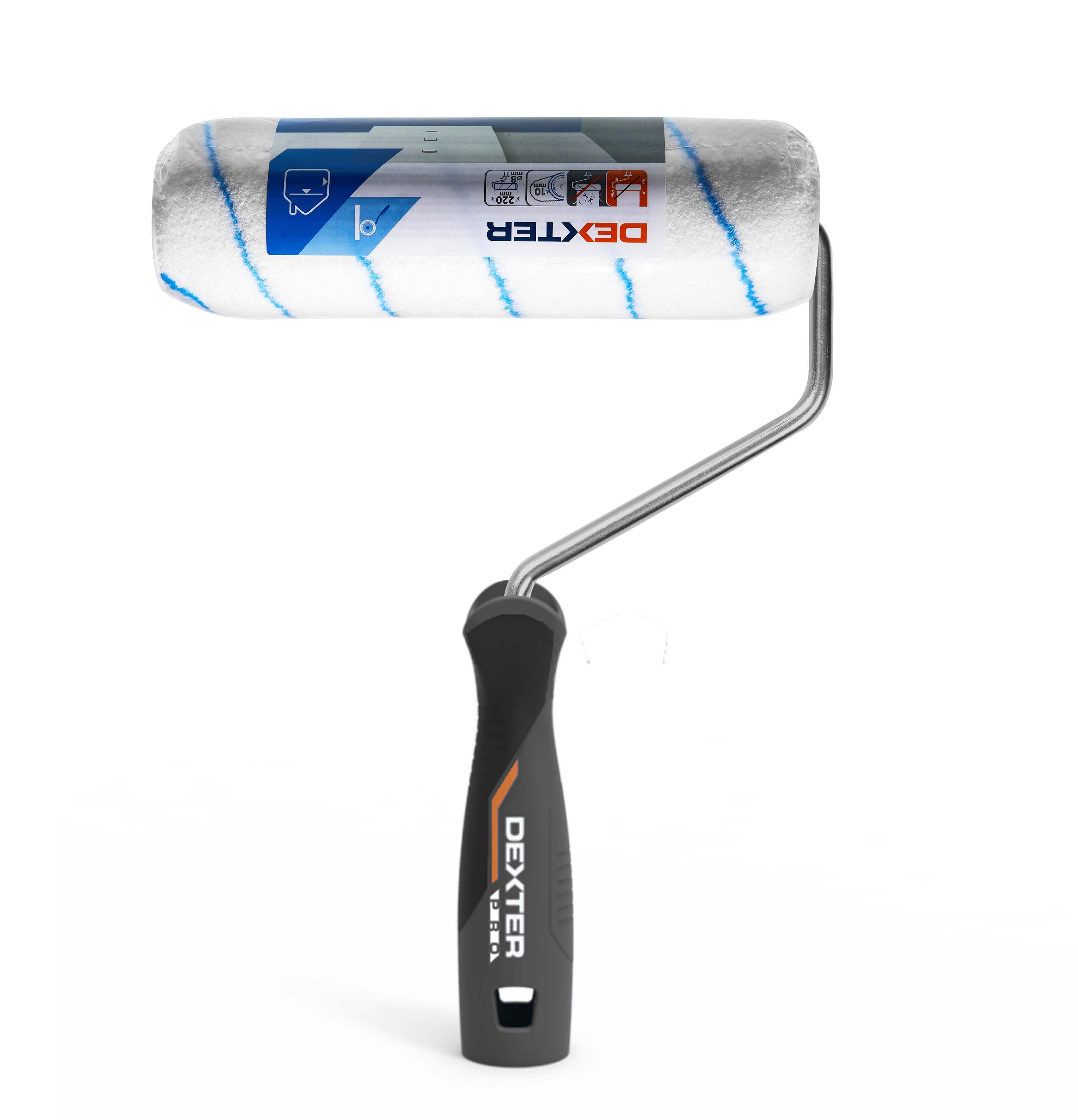 Rodillo para pintar superficies lisas y aplicar capas base DEXTER PRO de 220 mm de anchura, 55 mm de diámetro, pelo medio (5 mm a 12 mm). Fibra de poliamida. Varilla de aluminio. - 11