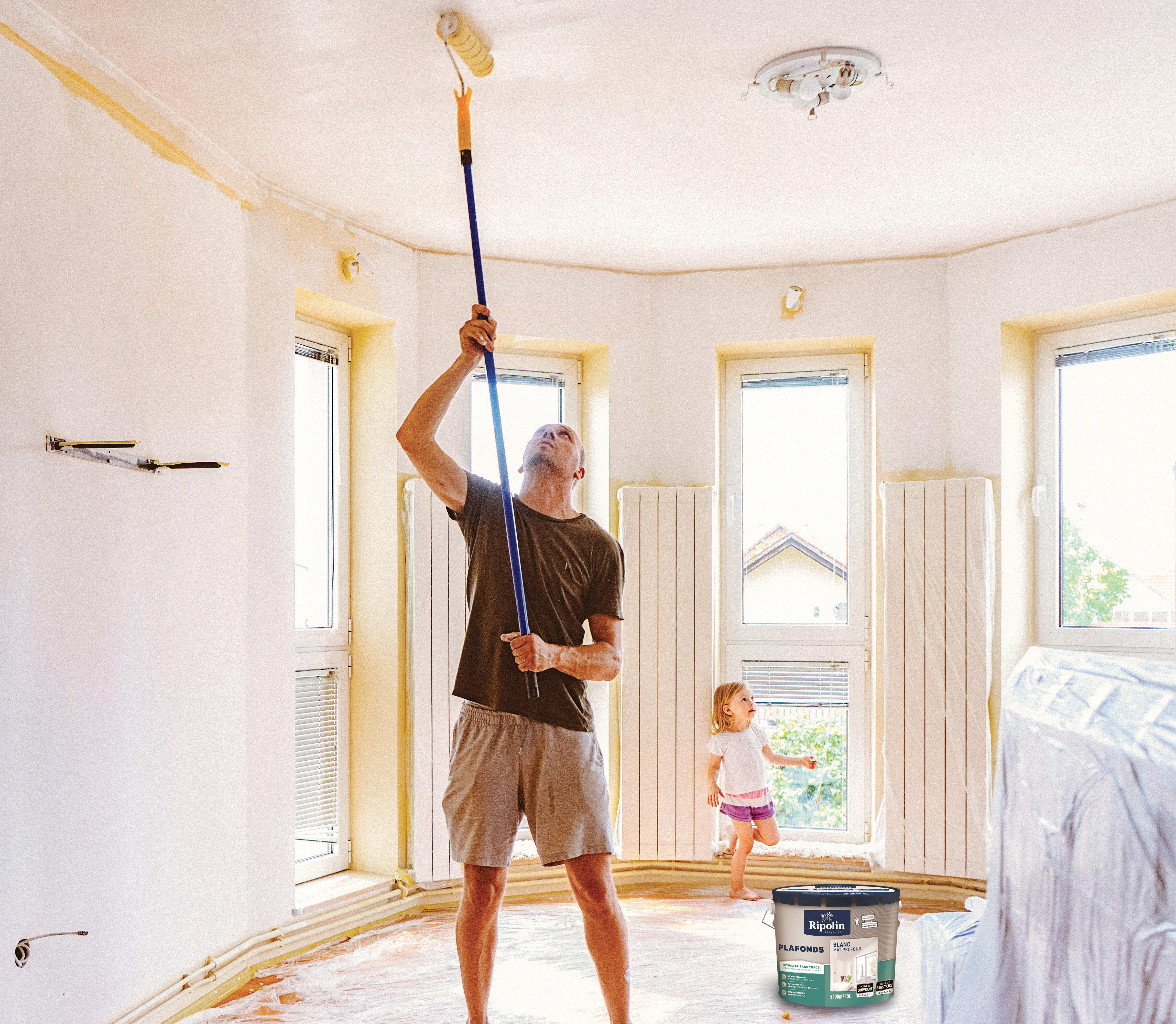 Peinture plafond blanc mat RIPOLIN Résultat sans trace 2.5L - 2