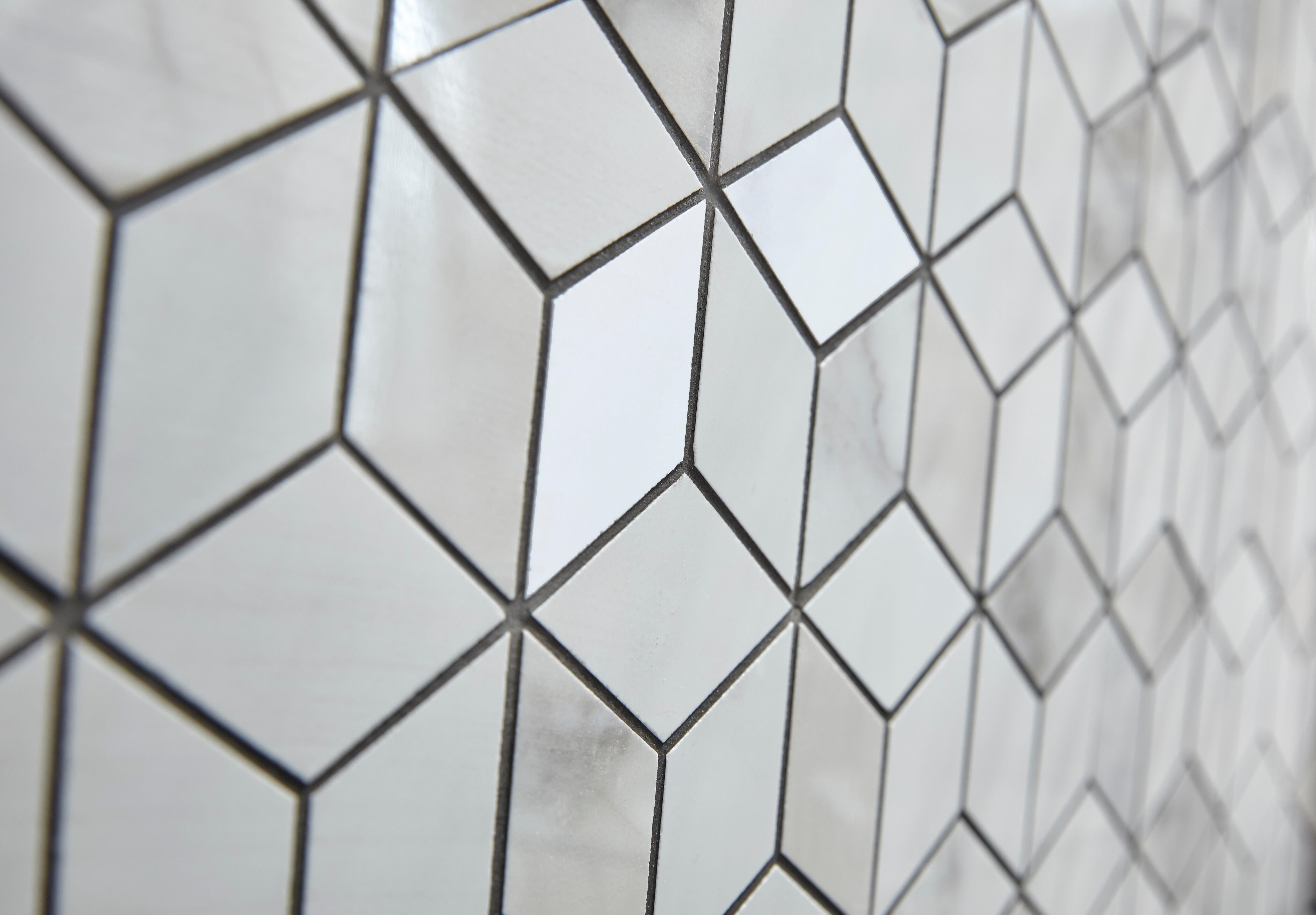 Mosaïque mur Murano faïence effet marbre blanc 28 x 26 cm - 7