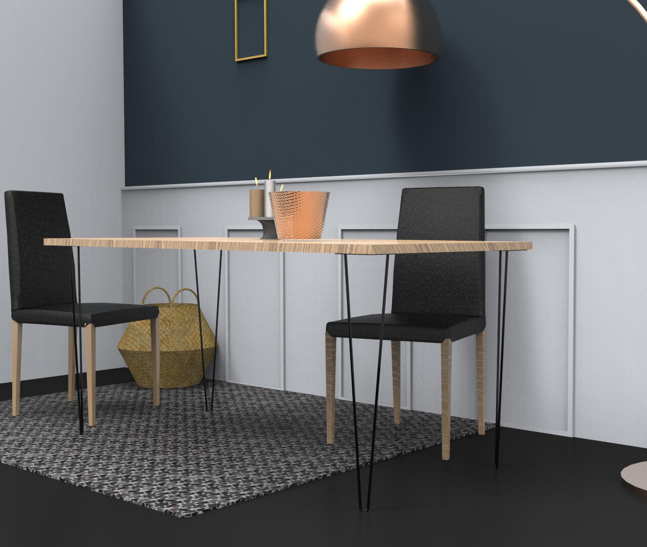 Pied de table design CIME, noir, hauteur 71 cm - 3