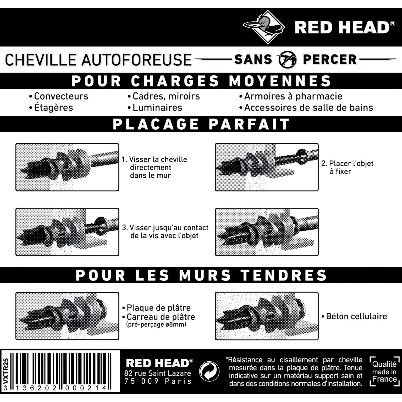Cheville murale avec vis vix RED HEAD x L.30 mm - 2