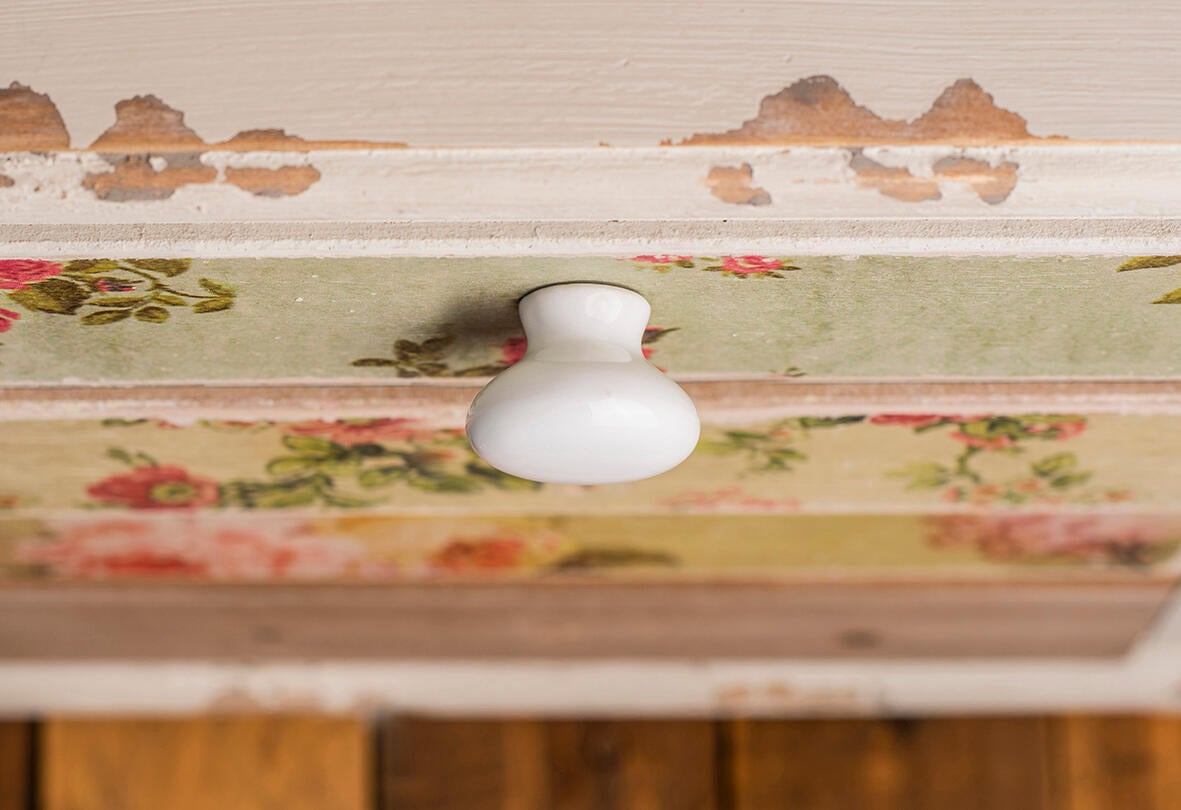 4 boutons de meuble ronds, porcelaine blanc peint, Diam.35 mm - 2