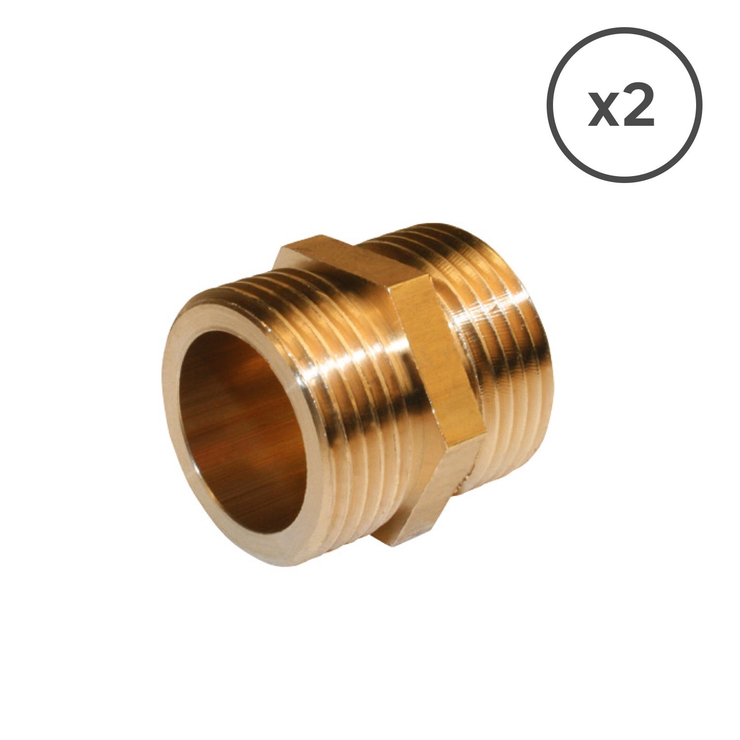 Lot de 2 mamelons à visser laiton M 20 x 27 pour tube en cuivre - 2