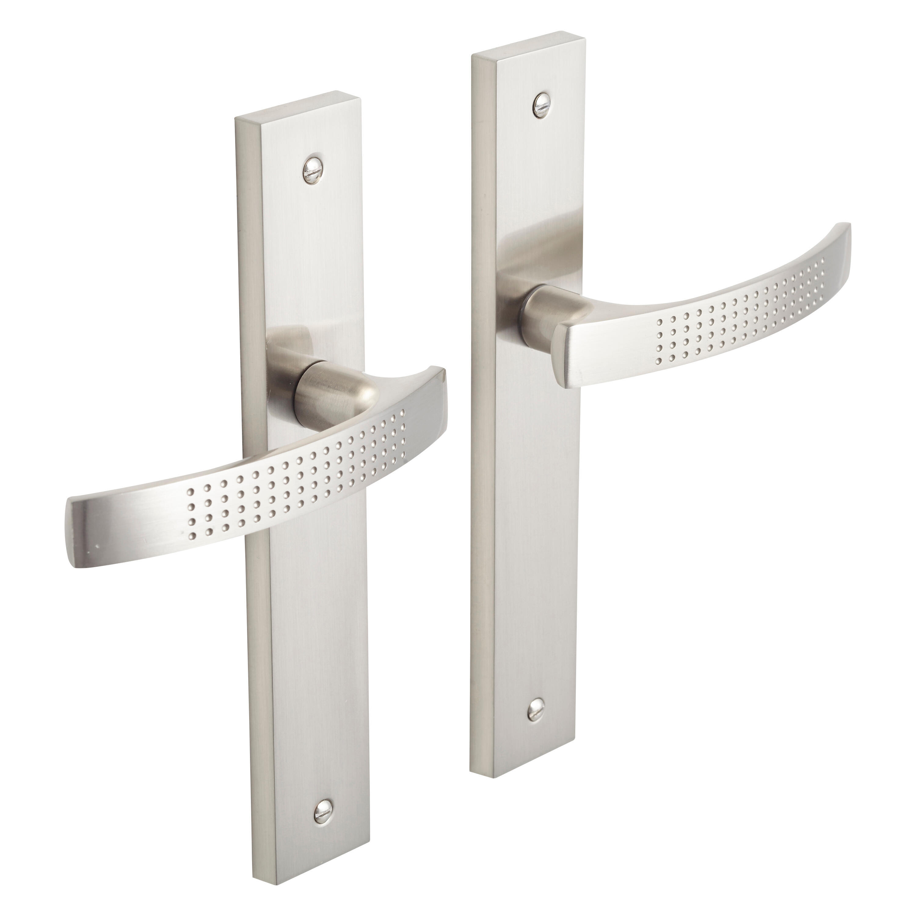 2 poignées sur plaque sans trou Louna aluminium nickel brillant, entraxe 195 mm - 3