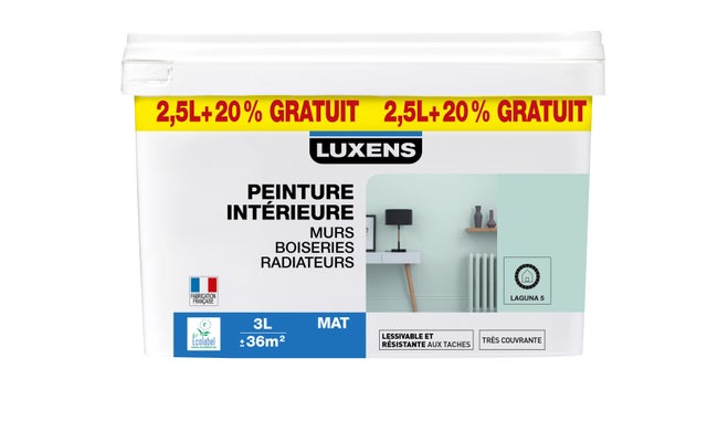 Peinture mur, boiserie, radiateur Intérieure LUXENS vert laguna 5 mat 2.5L+20% g
