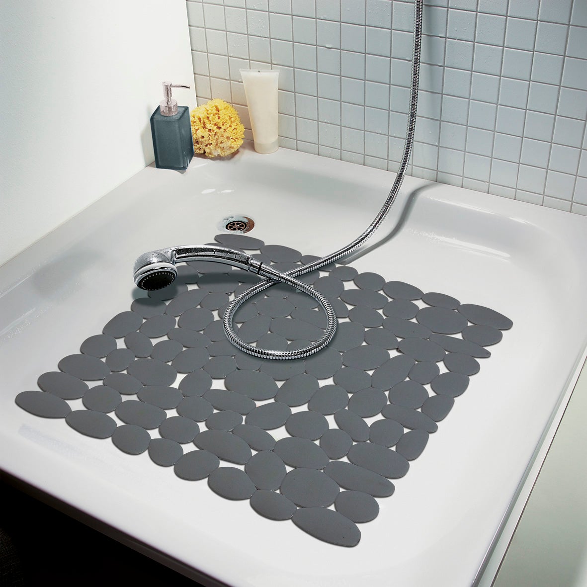 Tapis De Douche Antidérapant Doux Type Luffa - PVC, 90x120 Cm, Trous De Drainage, Facile à Couper