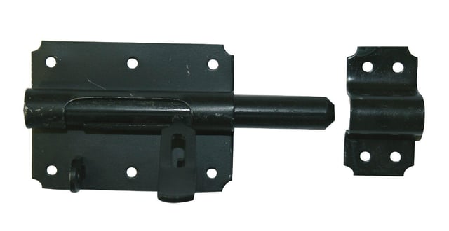Verrou de box porte cadenas en acier noir, Diam.12 mm L.120 x P.20 mm AFBAT