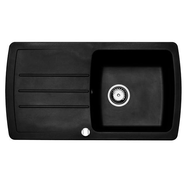 Evier en résine 1 bac 50 x 89.9 cm vidage inclus Zen noir