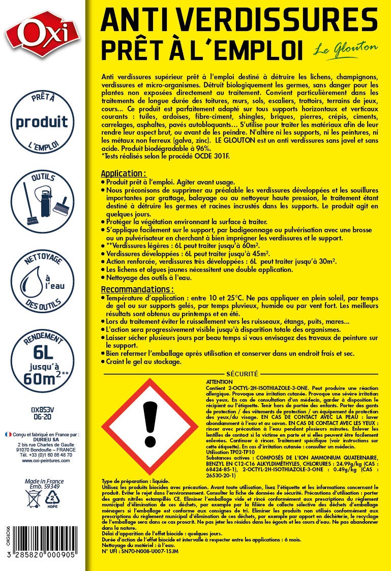 Traitement anti-dépots verts façade OXYTOL, 6 L Le glouton - 3