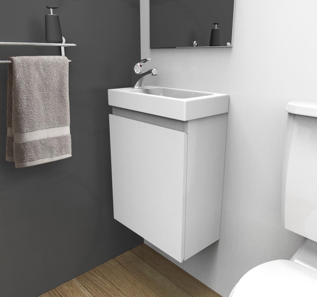 Meuble lave-mains l.40 x H.48 x P.22 cm, blanc, Nelys