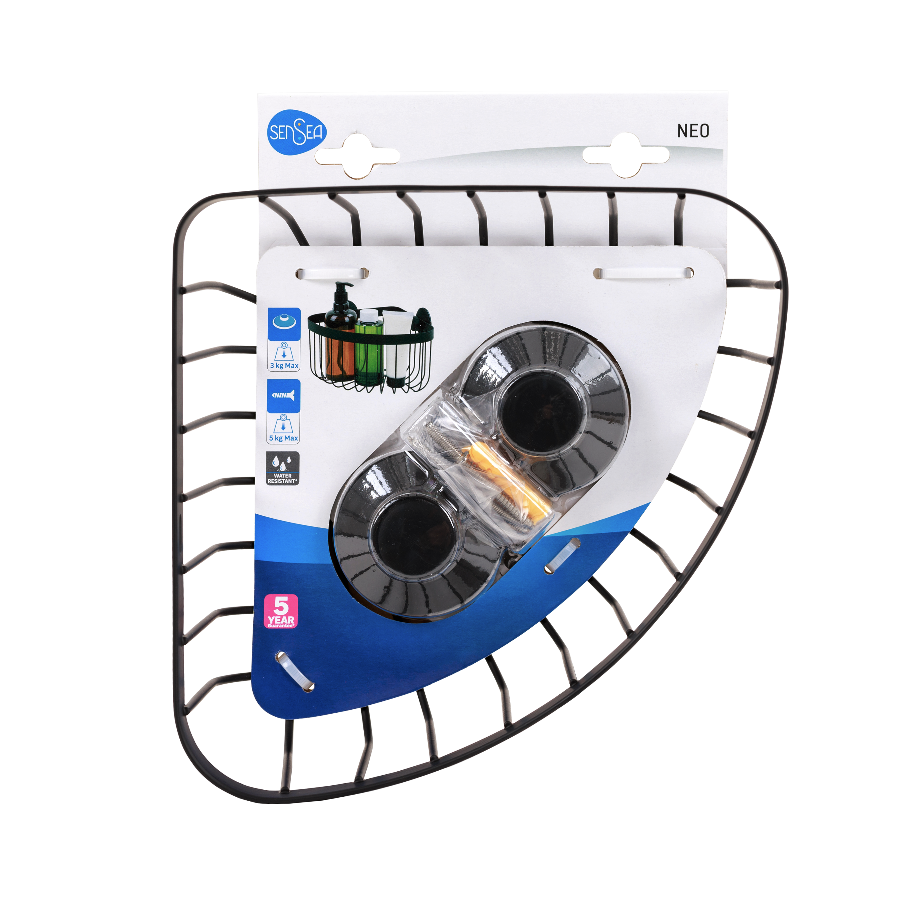 Organizador de ducha Neo negro 22.3x15x22.3 cm - 4