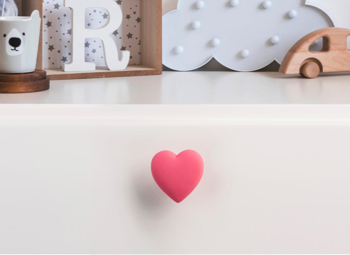 Bouton de meuble  Coeur, pvc rose - 2