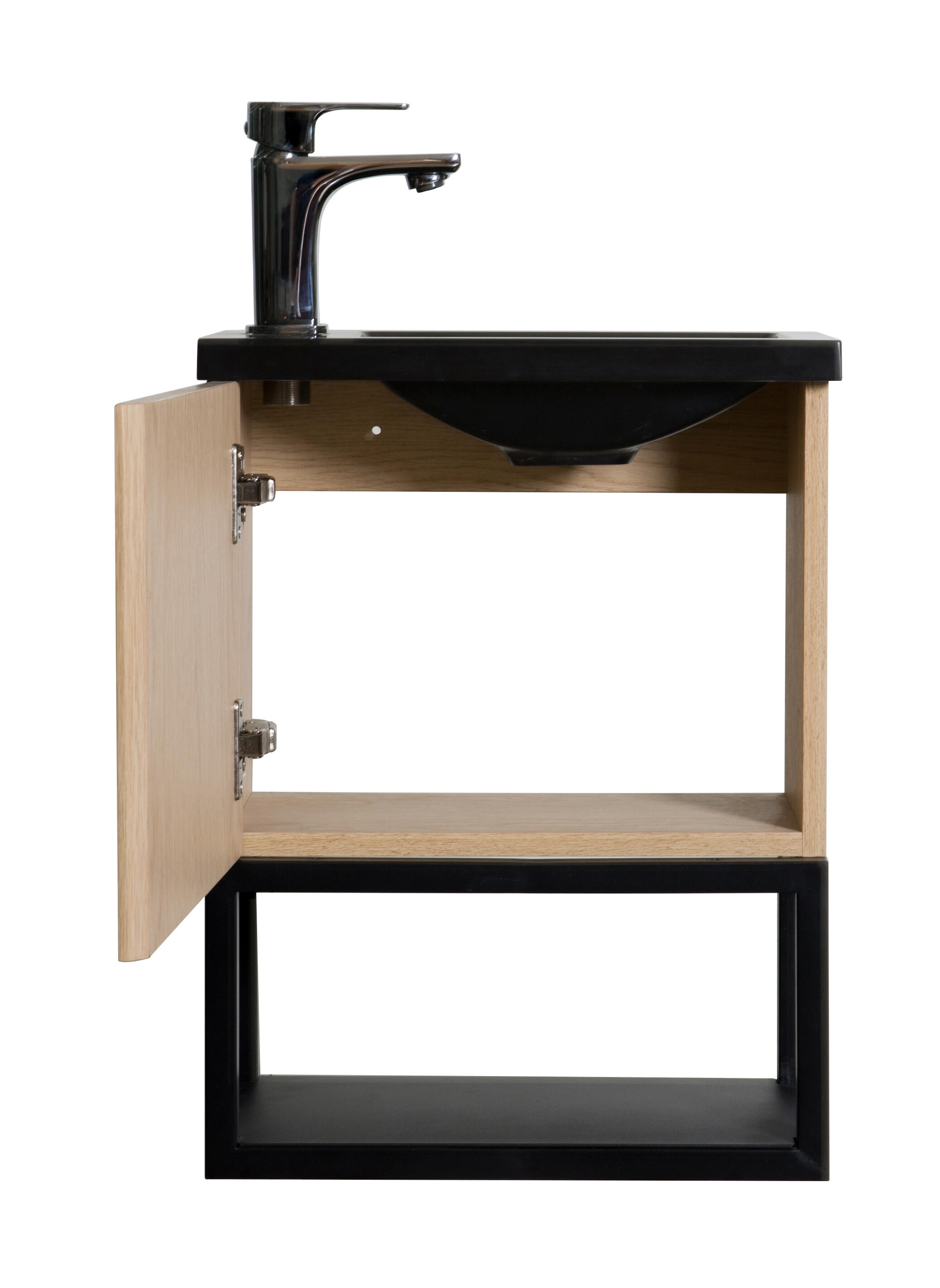 Meuble lave-mains l.40 x H.50 x P.22 cm, chêne naturel, Wilman - 4