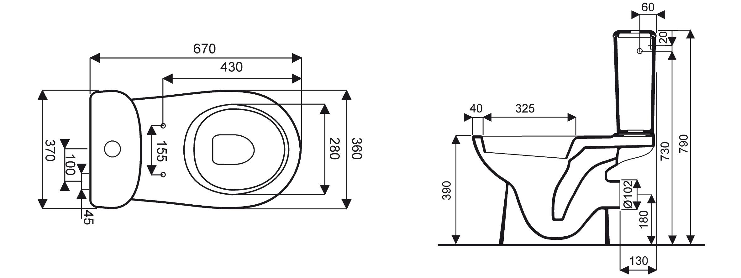 Pack WC à poser sortie horizontale, ouverte émaillée Scuadra - 5