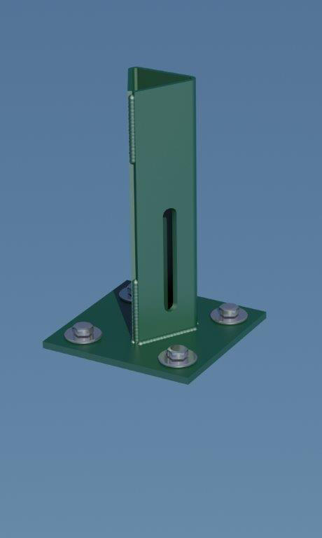 Platine piquet acier galvanisé plastifié à visser vert, H.15 cm x section 100x10 - 2