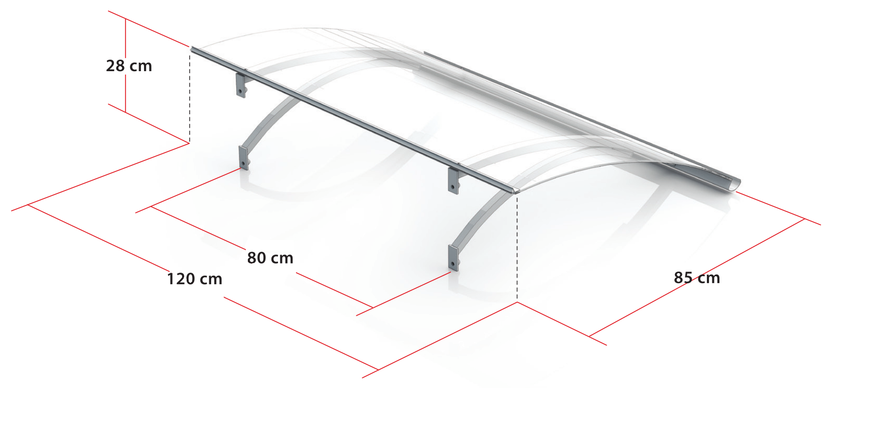 Auvent de porte d'entrée alu anthracite Olor, l.120 x H.28 x P.85 cm  - 10