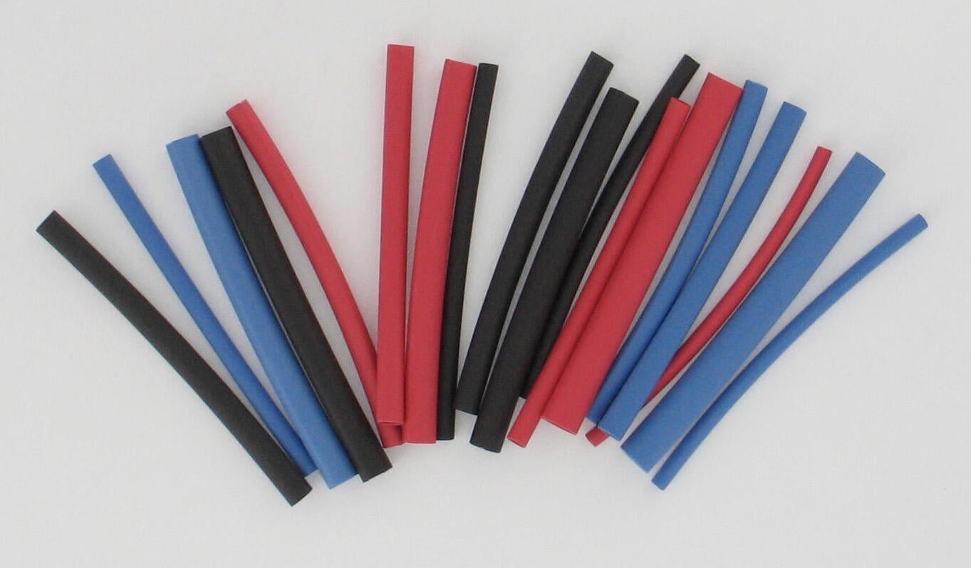 18 gaines thermorétractables rouge/noir/bleu, L.0.08m, ZENITECH - 2