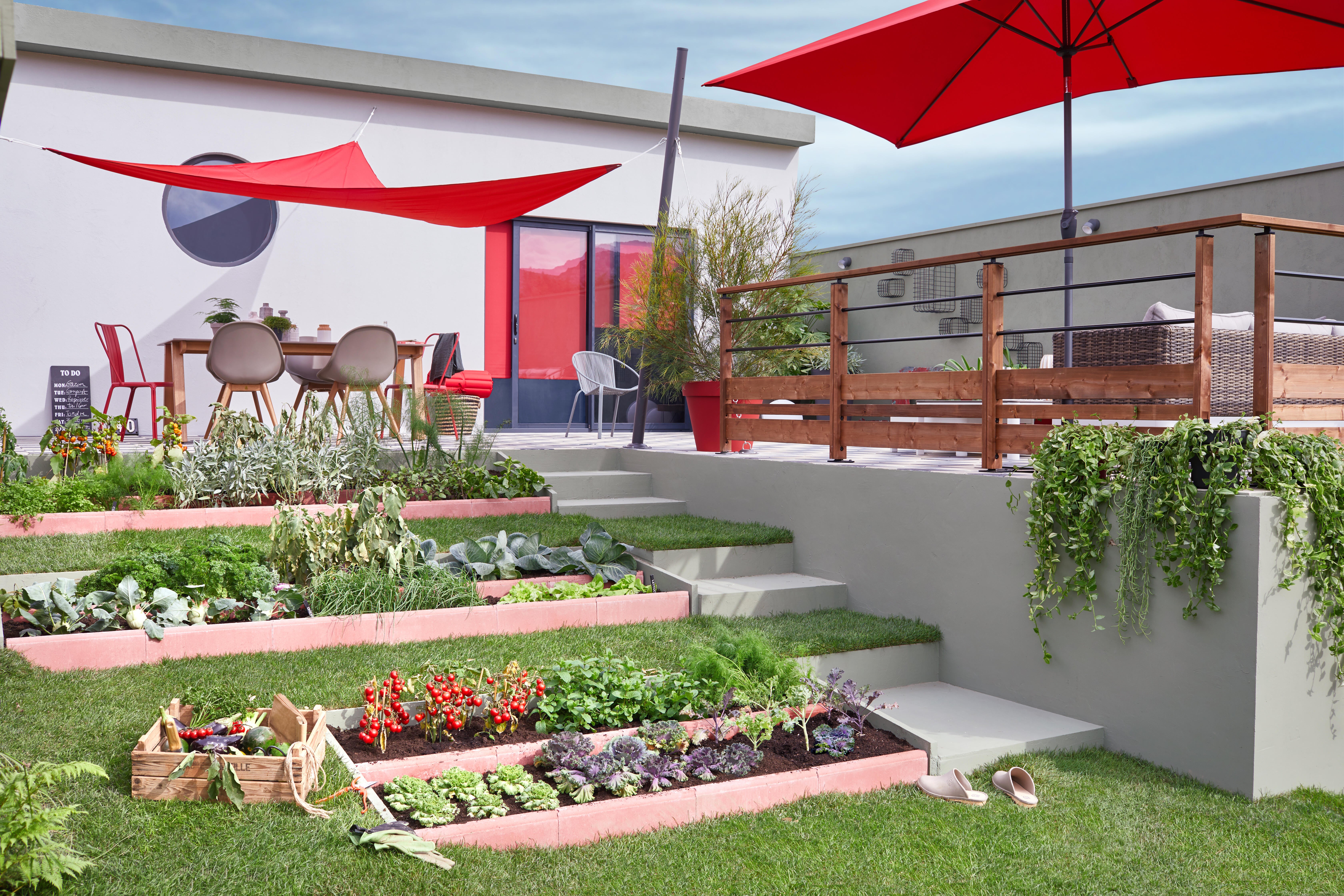 Pot plastique EDA Diam.60 L.60 x l.60 x H.47 cm rouge rubis - 3