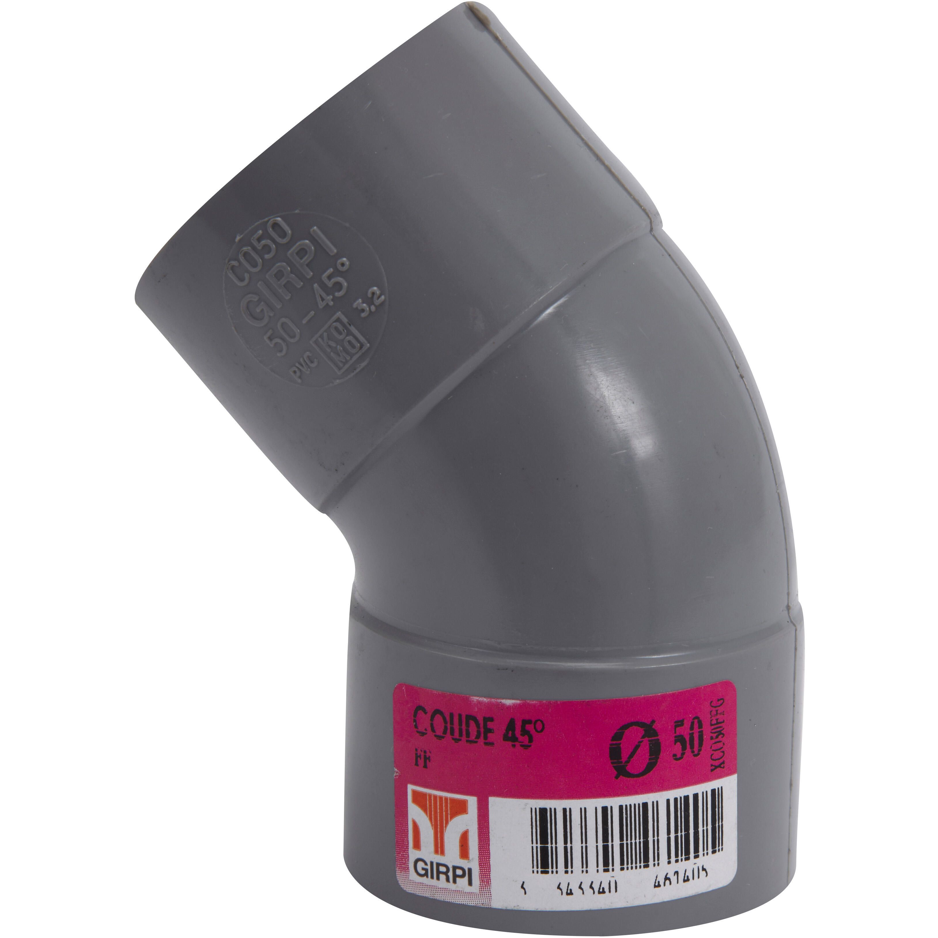 Coude 45° en pvc à coller, femelle / femelle, D.50 - 2