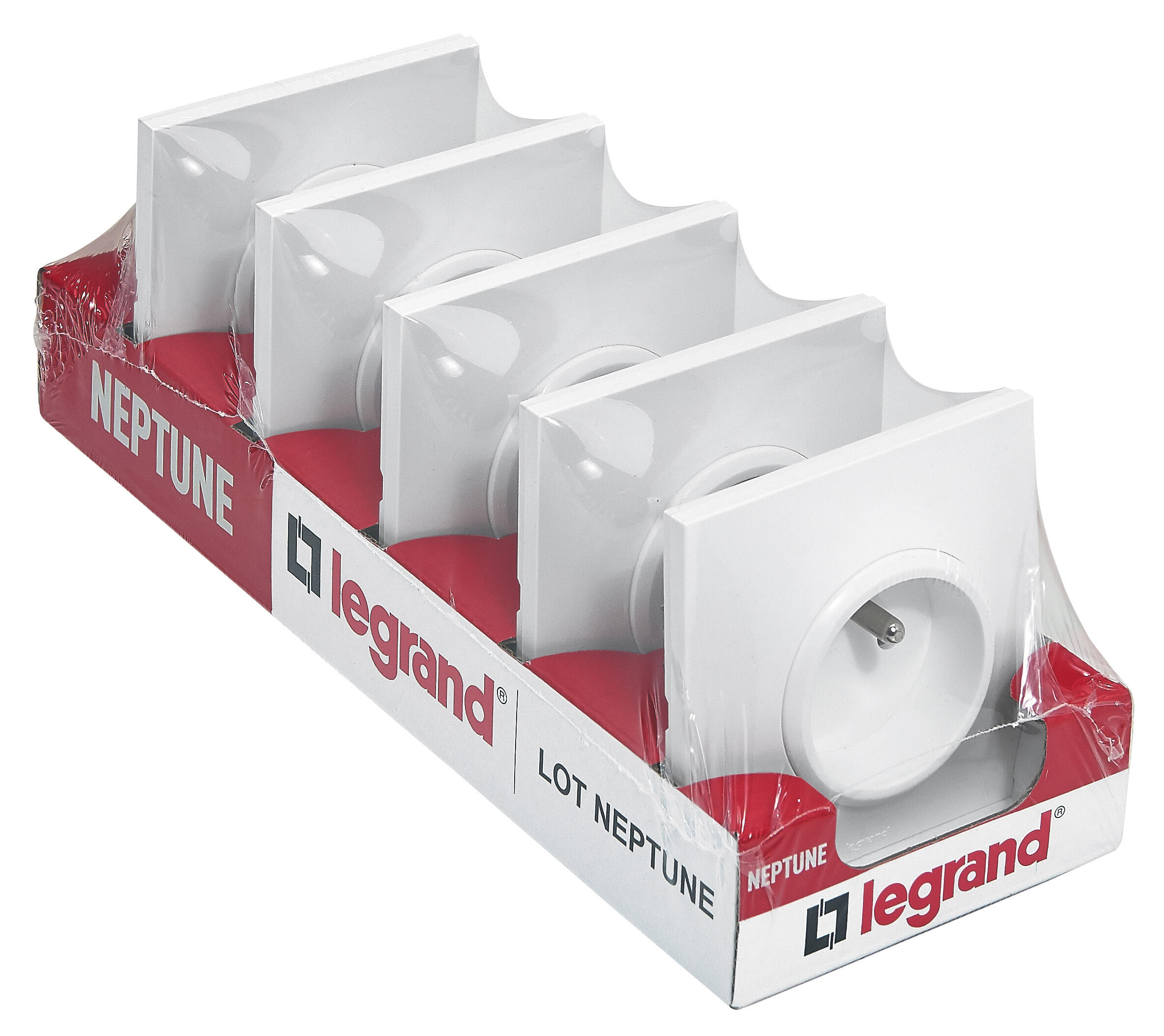 Lot de 5 prises avec terre Neptune, blanc, LEGRAND - 2