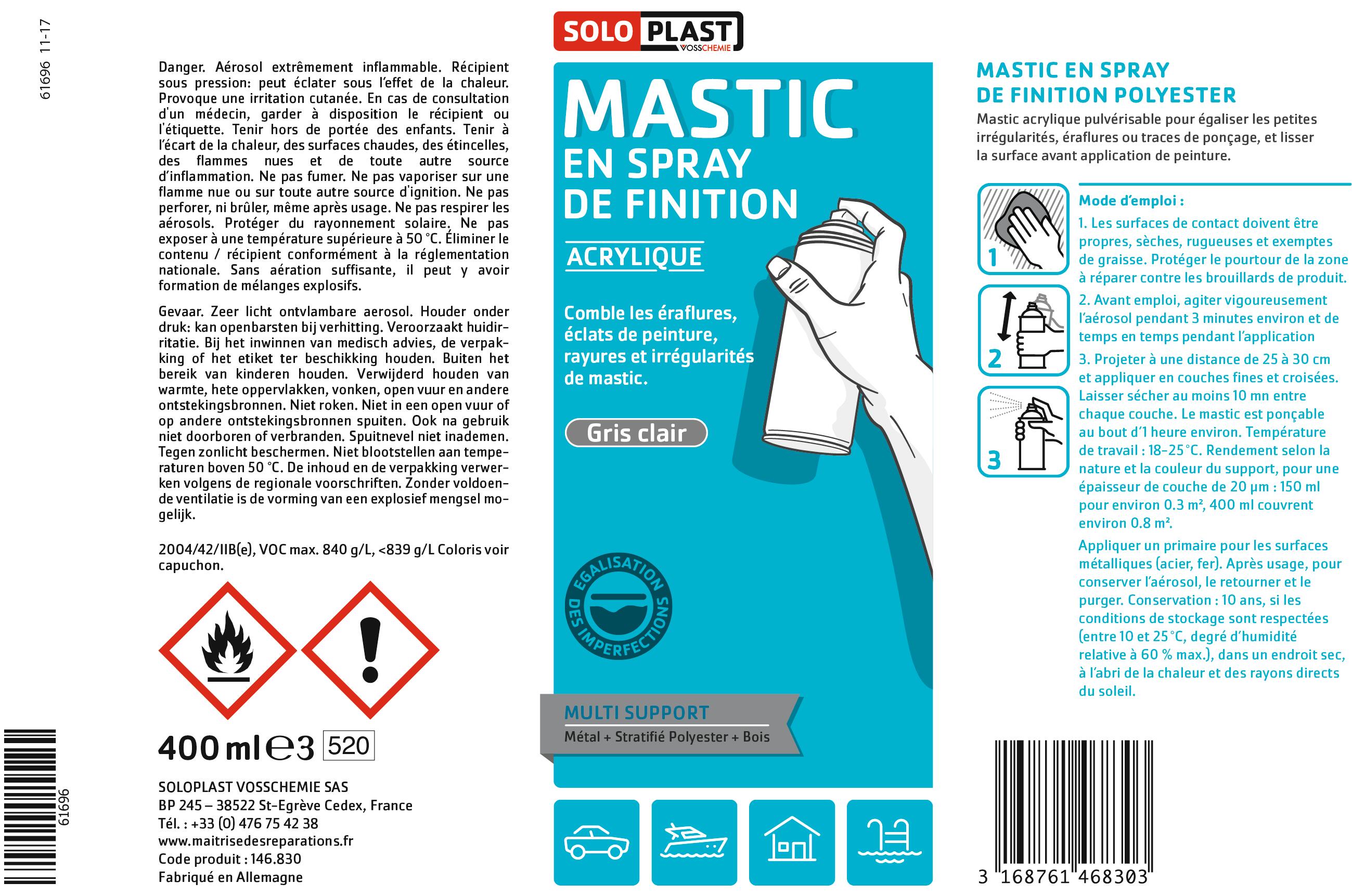 Mastic aérosol Aérosol SOLOPLAST, 400 ml - 2