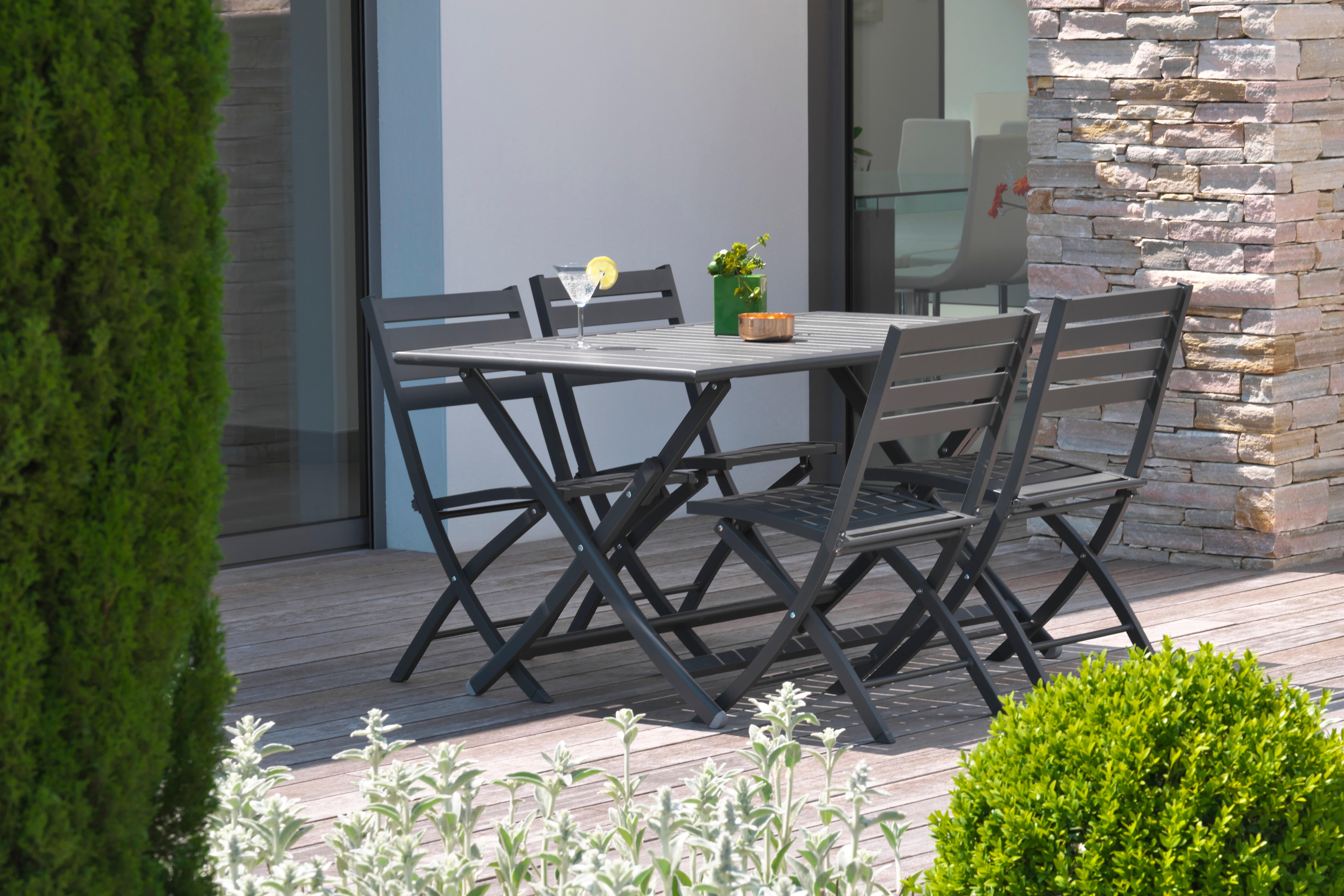 Table de jardin pliante DCB GARDEN Marius rectangulaire gris anth 4/6 pers - 2