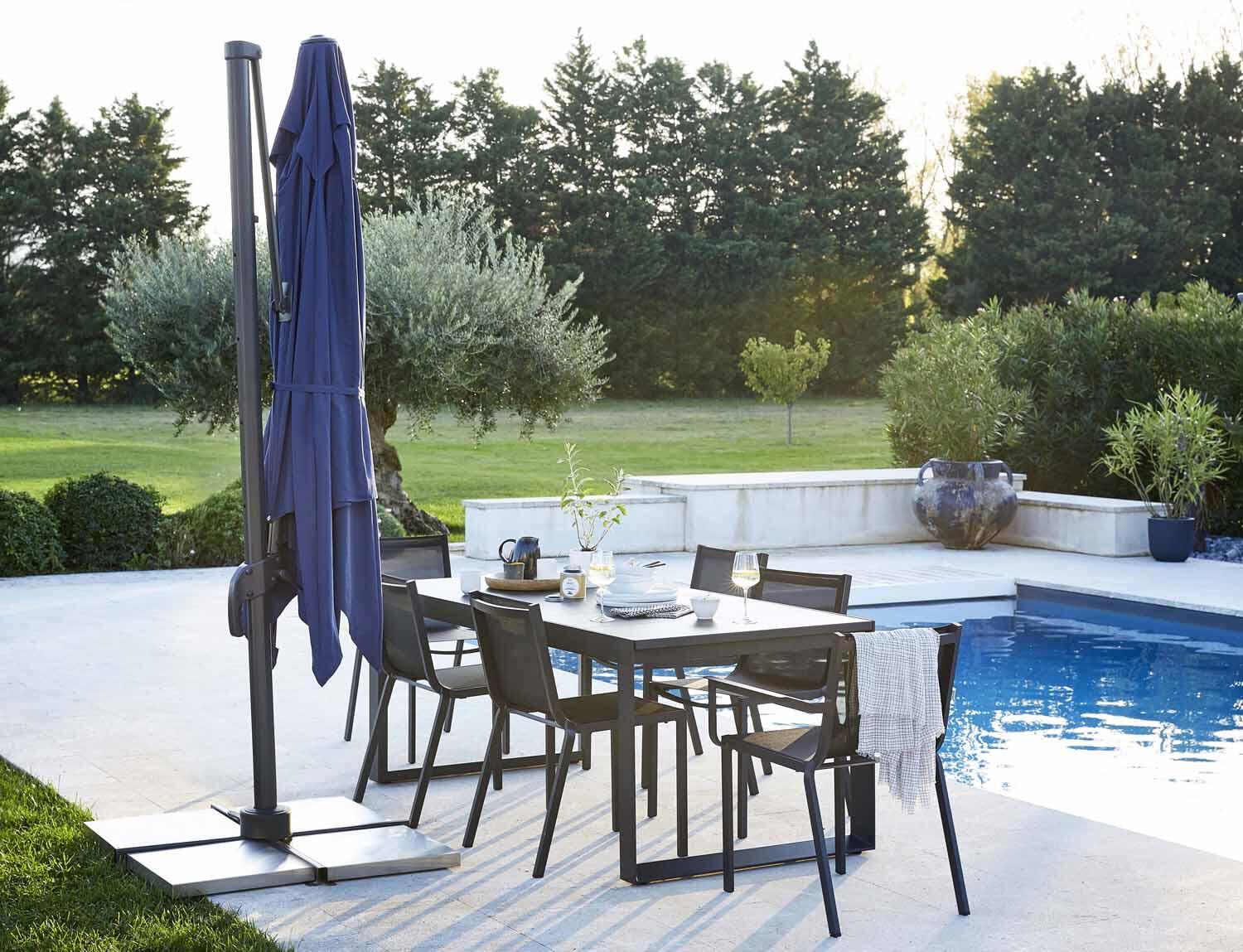 Parasol déporté carré bleu marine Aura NATERIAL L.286 x l.286 cm - 4