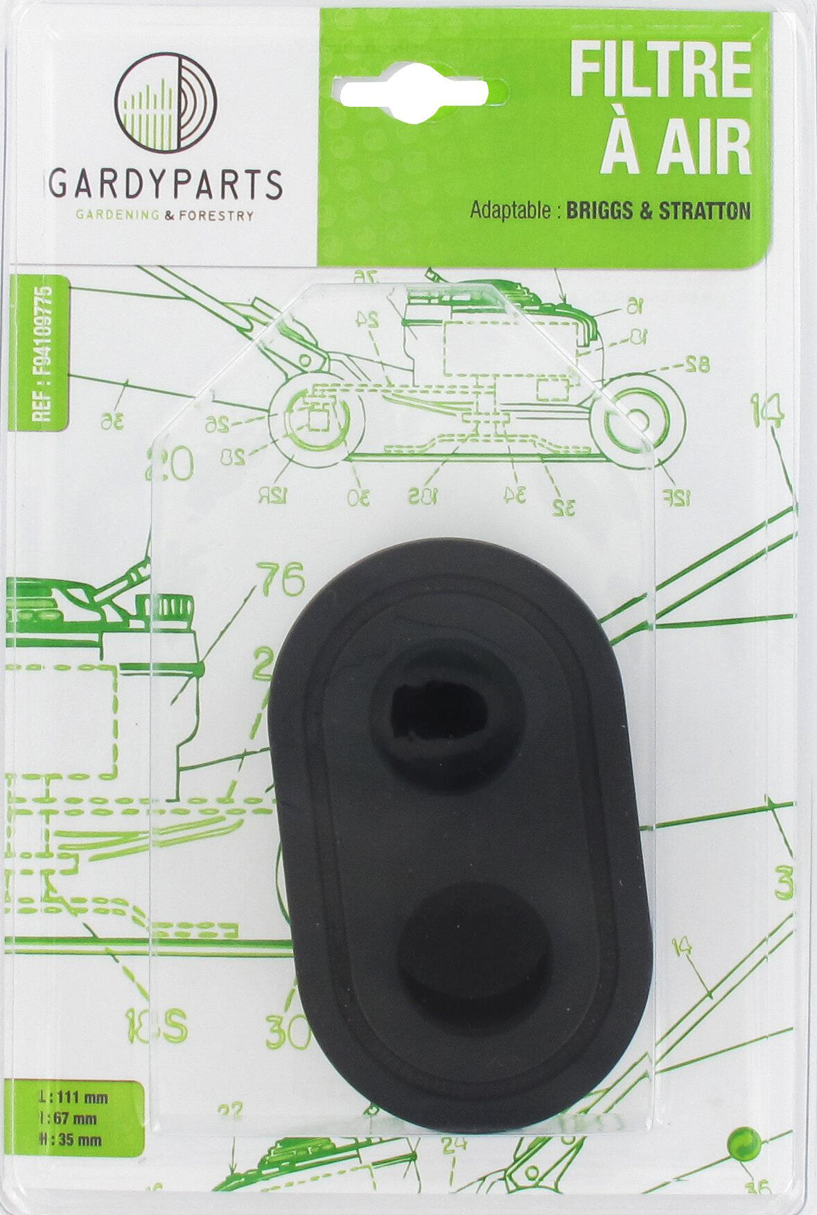 Blister Filtre à air adaptable pour moteur B&S Remplace origine: 798452 ...