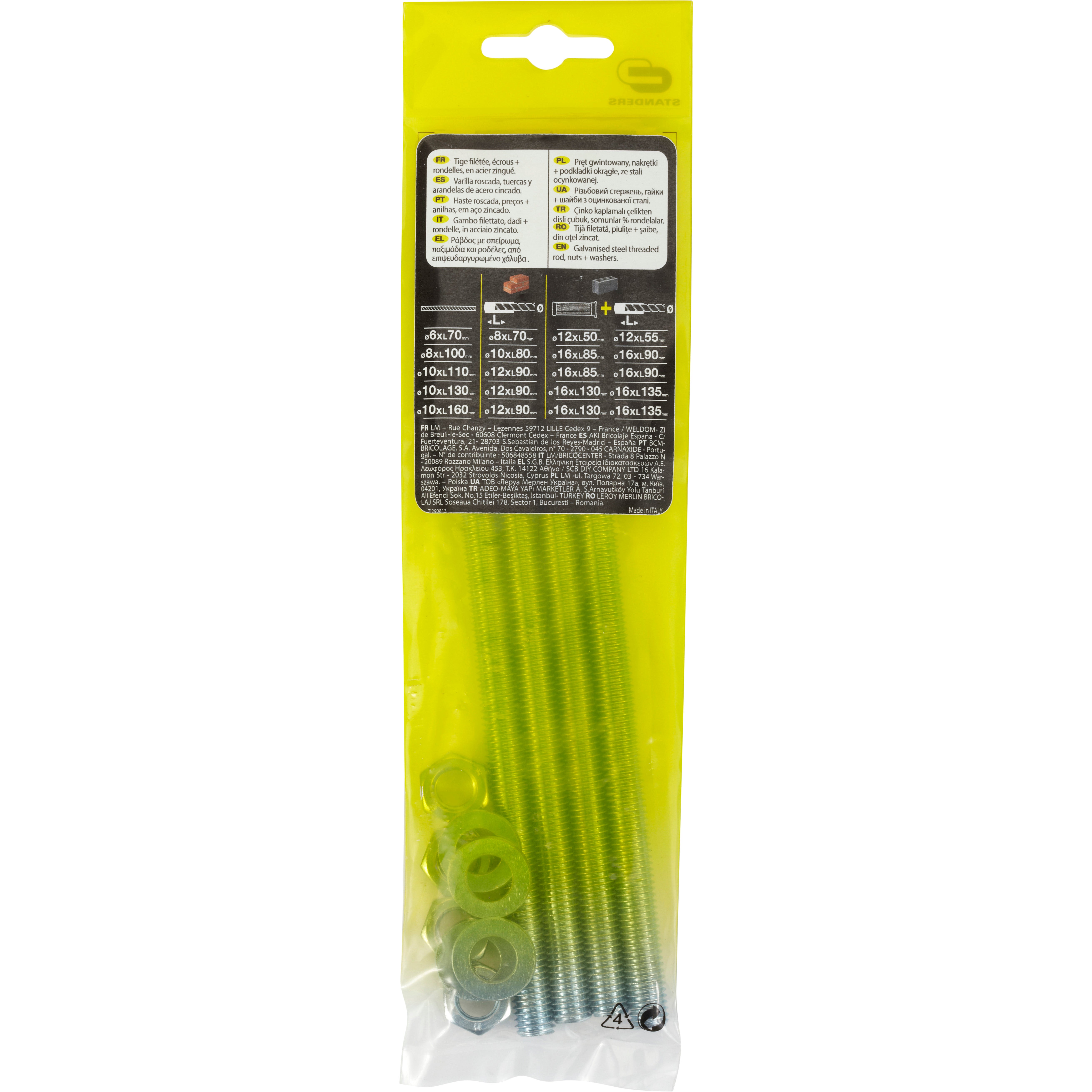 Lot de 4 tiges filetées pour scellement chimique STANDERS, Diam.10 x L.130 mm - 3