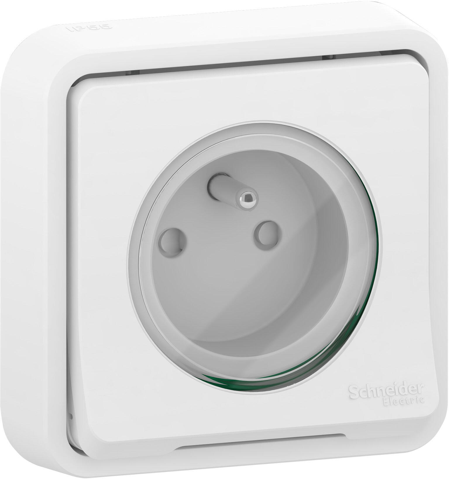 Prise avec terre étanche complet Mureva Styl, SCHNEIDER ELECTRIC, blanc - 2