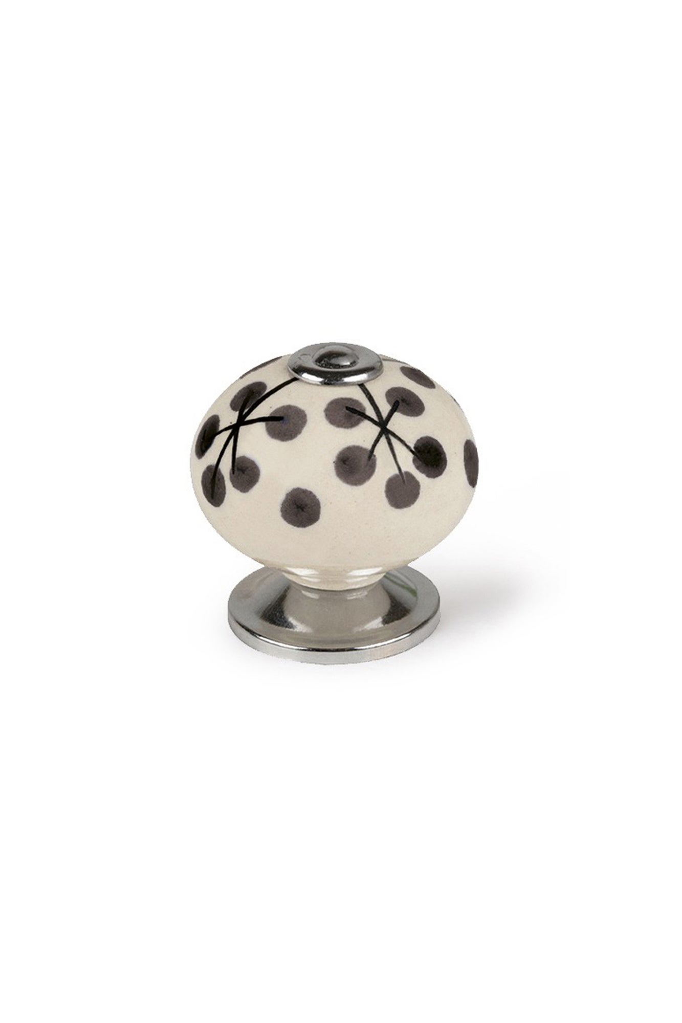 4 boutons de meuble ronds Boule, porcelaine noir / blanc, Diam.40 mm - 2