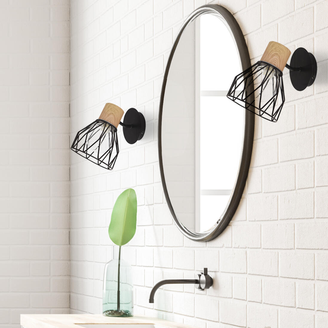 Spot salle de bain Clayton G9, noir et coloris bois, Seynave - 2