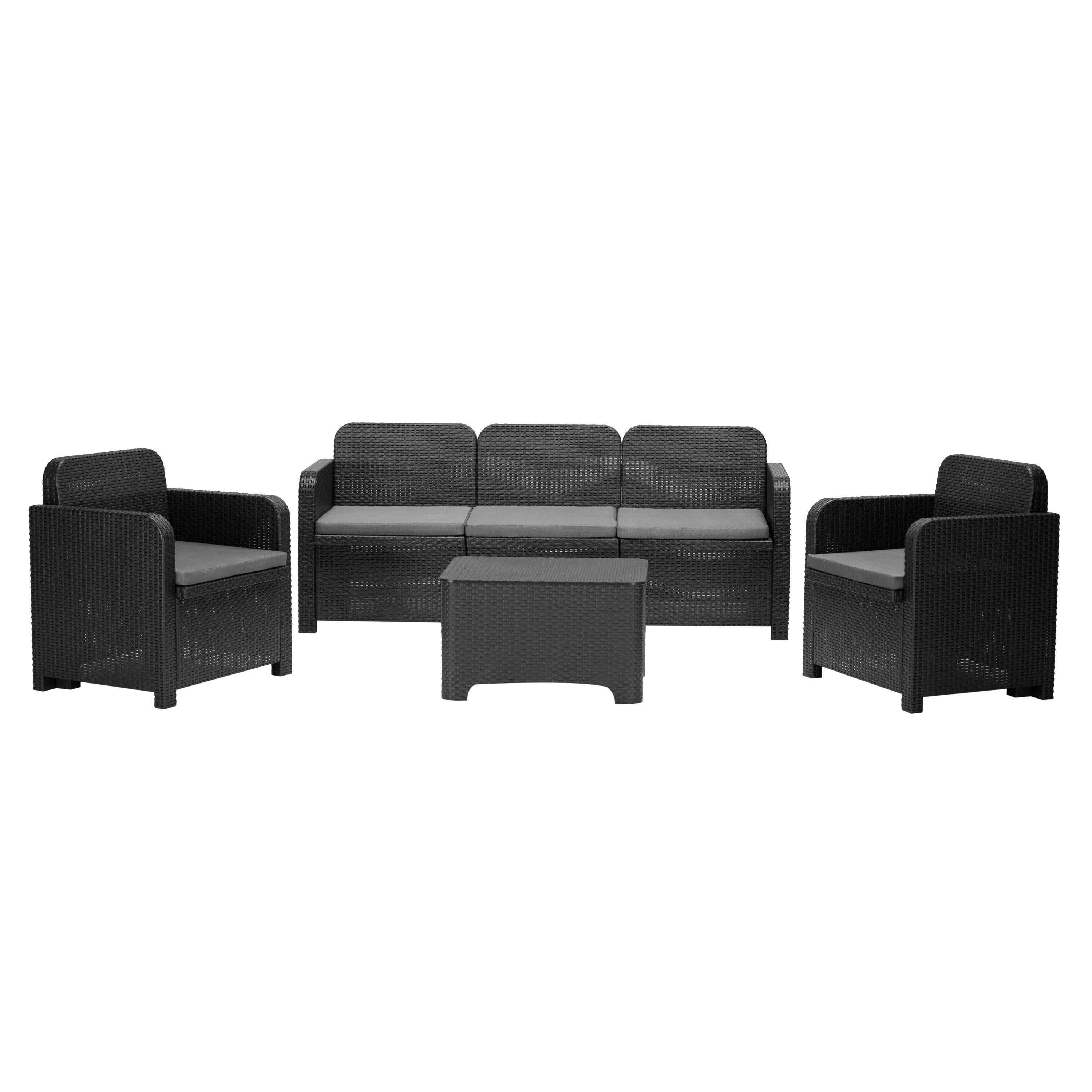 Salon bas de jardin résine injectée anthracite Positano GRAND SOLEIL, 5 personne - 2