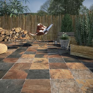 Carrelage sol extérieur effet pierre rouille Monastère l.30 x L.30 cm