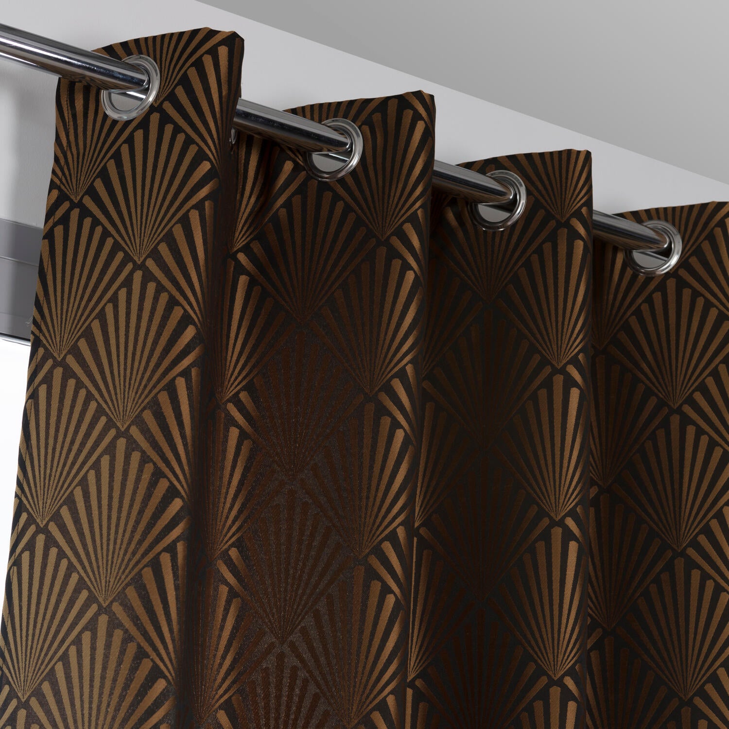 Cortina ollaos tilda espigas negro y dorado de 140x260cm