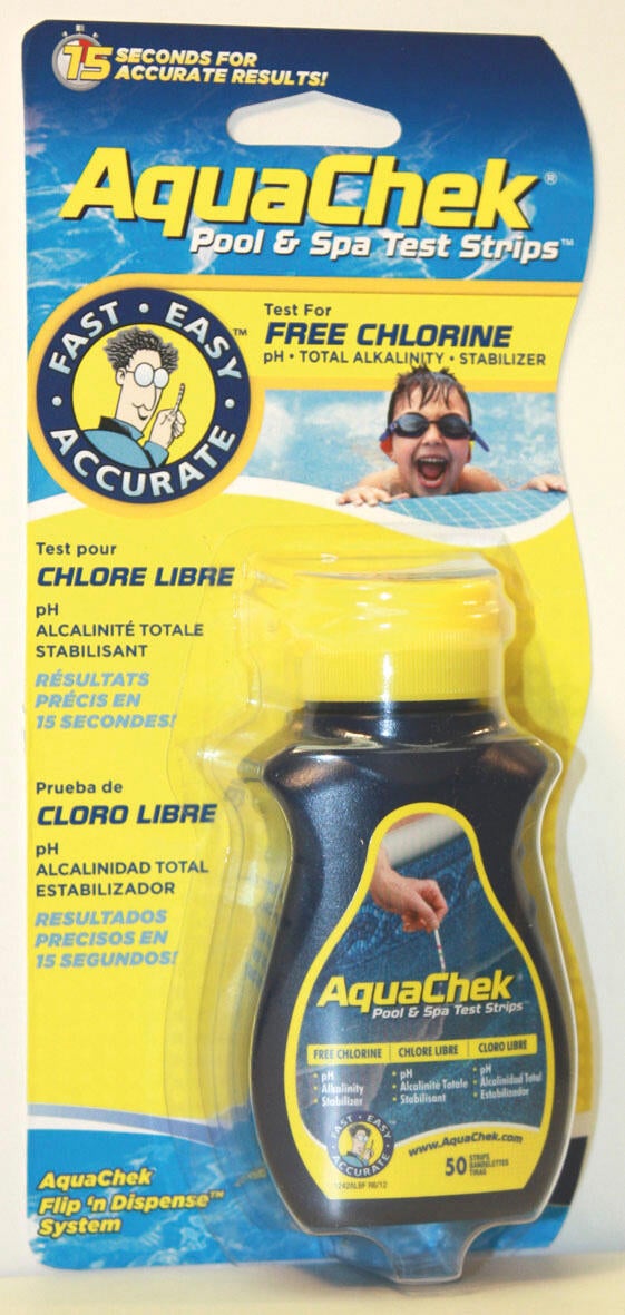 Languettes d'analyse piscine Aquacheck, Analyse du taux de chlore