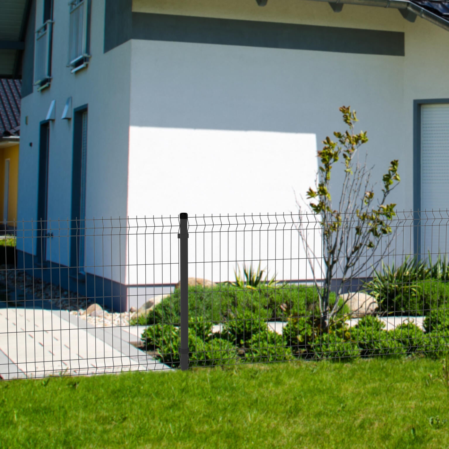 Poteau acier galvanisé rond Univers gris, H.150 x l.4.8 x P.4.8 cm - 2