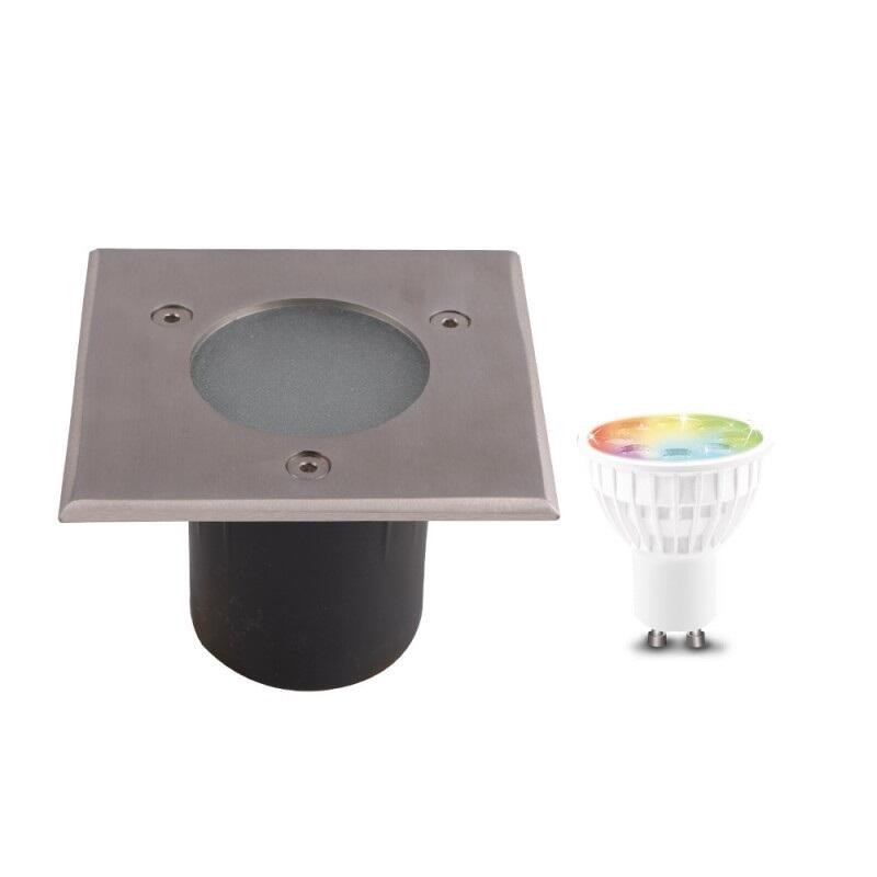 Spot encastré GU10 carré inox LUMIHOME - 2