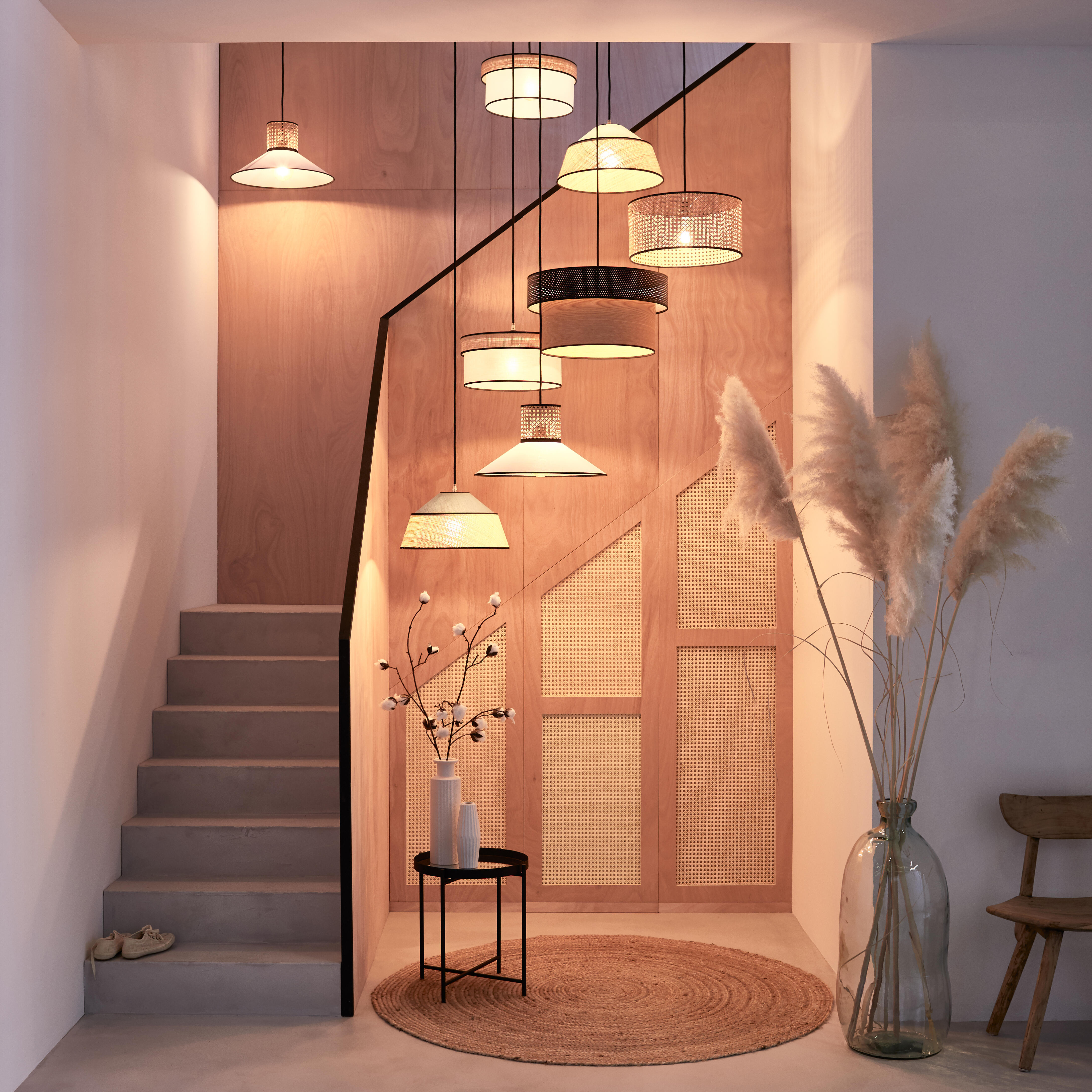 Suspension Cylindre rotin, beige, Diam.38 cm, E27 - 4